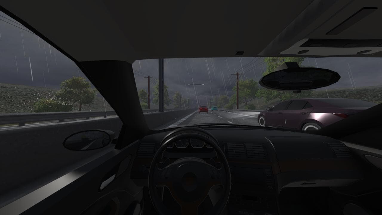 Escenario VR: Carretera — lluvia